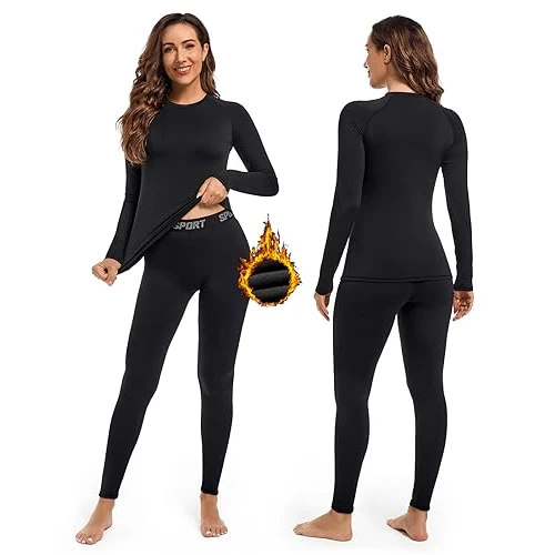 Limited offer: Hyeek Women's Thermal Underwear Warm Functional Underwear Ski Underwear Set Women with Inner Fleece - Ultra Soft Winter Long Thermal Ski Underwear Set for Jogging, Skiing, Cycling from 23.41 EUR to 15.62 EUR (save 33%)