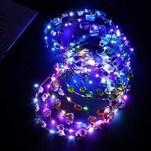 Limitiertes Angebot: URAQT LED Blumenkranz Stirnband, 12PCS Haarkranz Blumen Mallorca Party Accessoires, Damen und Kinder Festival Zubehör Geburtstag Weihnachten Party Hochzeit Dekor Blumenkranz Kopfschmuck von 10.99 EUR auf 9.34 EUR (Spare 15%)