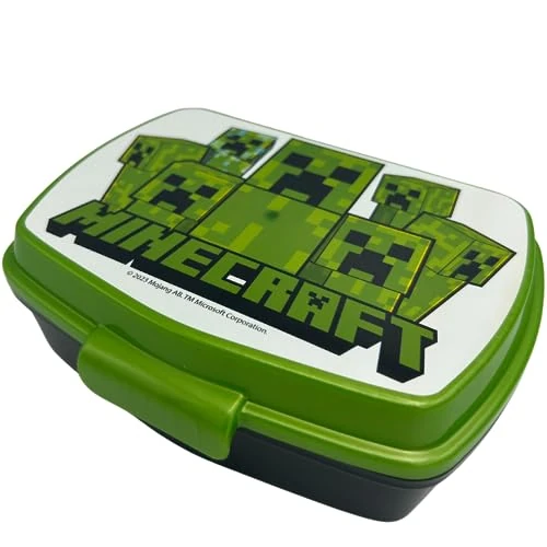 Stor - Minecraft Lunchtasche für Kinder - Rechteckig - Tragbare Lunchbox für Mittagessen, Essen oder Snack -18 x 5 x 13 cm