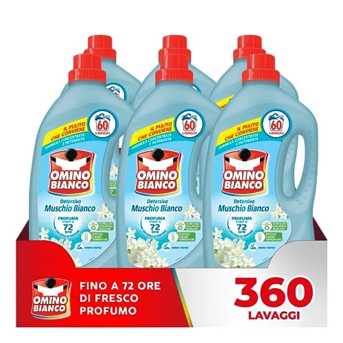 Offerta a tempo: Omino Bianco - Detersivo Lavatrice Liquido, 360 Lavaggi — 18% da 59,99 € a 49,01 €