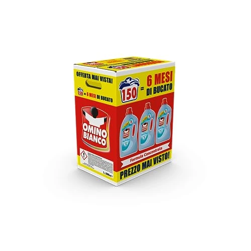 Beperkte aanbieding: Omino Bianco - Vloeibaar wasmiddel, 150 wasbeurten, respecteert kleuren en stoffen, frisse geur met witte muskusessence, 2000 ml x 3 verpakkingen van 21.00 EUR naar 21.00 EUR (besparing 0%)