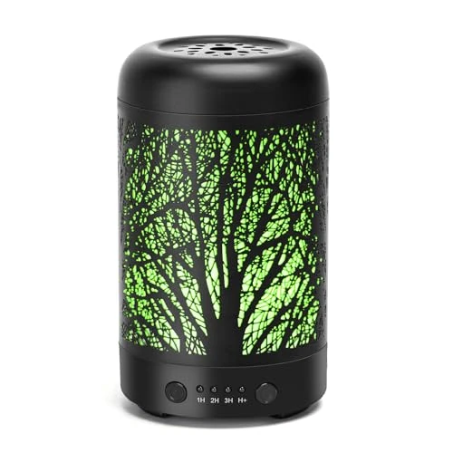 Aigostar Essential Oil Diffuser, 100ml Ultrasonic Aroma Diffuser, Air Humidifier, 3 Hour Timer, 7 Color LED Lights