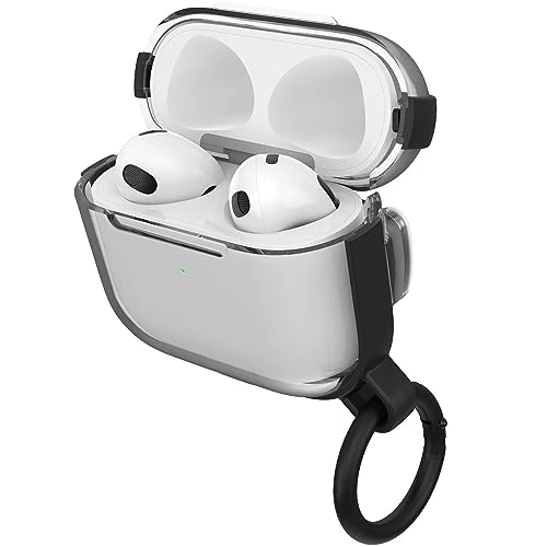 Tijdelijke aanbieding: OtterBox Clear Series-koptelefoonhoes voor AirPods (3rd gen), schokbestendig, valbestendig, ultradun, kras- en krasbeschermhoes voor Apple AirPods, inclusief karabijnhaak, Transparant/Zwart van 9.99 € naar 9.99 € (0.00% korting)