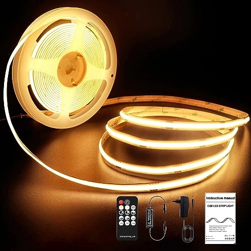 Begrenztes Angebot: ROUKLE 8mm COB LED Streifen 2700K - 5M Dimmbare 24V Superhelle COB LED Strip CRI90+ mit RF Fernbedienung | 2400 LEDs | Warmweiß 2700K | Einfache DIY Dekoration von 29.99 EUR auf 29.99 EUR (Rabatt 0%)