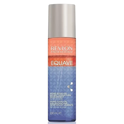 REVLON PROFESSIONAL EQUAVE Hydro-Fusio Oil Nutrición Instantánea para Cabello y Cuerpo, Acondicionador Trifásico Desenredante Sin Aclarado, Aceite Hidratante y Nutritivo para el Cuerpo y Pelo, 200ml