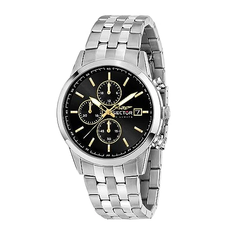 Sector 660 men's chronograph watch, black background, R3273617004, steel