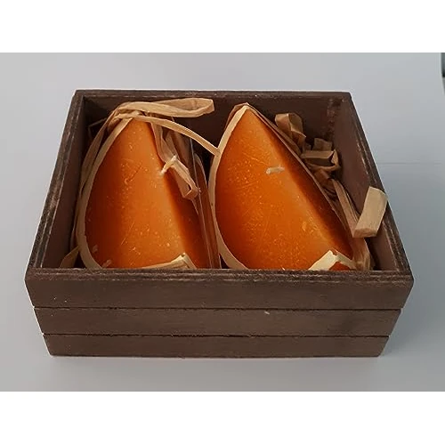 Lot de 2 bougies tranche orange 10 cm