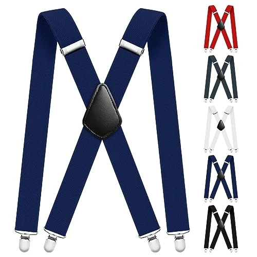 Offerta a tempo: Aomig Bretelle con Forte Clip, Elastici Registrabili per Uomo e Donna, Larghe 3.5cm, per Camicie, Abiti, Feste, Affari (Blu Navy#4 Clip) - 43% da 11.59 € a 6.55 €