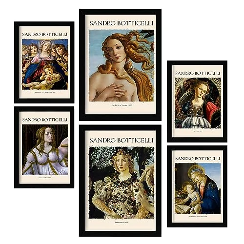 Oferta limitada: Nacnic Lámina poster set 6 de Sandro Boticelli Colección de obras de arte, Cuadros decorativos para tu salón, dormitorio, hogar. Estampados de arte de pared. A4 y A3 de 25.90 EUR a 14.85 EUR (ahorro 43%)