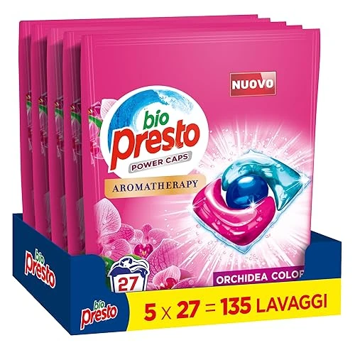 Bio Presto Power Caps Color Waschmittel, vordosiert, Kapseln, Packung mit 135 Waschgängen