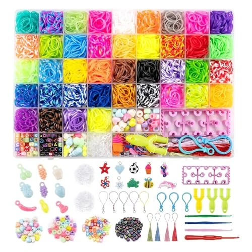 Oferta limitowana: Noa Home Deco Loom Zestaw taśm Loom do samodzielnego wykonania, 5100 sztuk, kolorowe pętle, gumki, zestaw akcesoriów z zawieszkami i akcesoriami, DIY, prezent dla dzieci, chłopców i dziewczynek z 118.85 zł na 118.85 zł (oszczędź 0.00%)