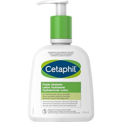 Cetaphil Płyn nawilżający, krem do twarzy i ciała, do skóry normalnej, suchej i wrażliwej, nawilża do 48 godzin, bez zapachu, 237 ml