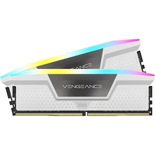 CORSAIR VENGEANCE RGB DDR5 RAM 32GB (2x16GB) 6000MHz CL36 Intel XMP Memoria per Computer Compatibile iCUE - Bianco (CMH32GX5M2E6000C36W)