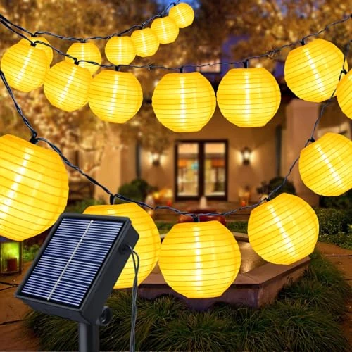 Fohil Solar Fairy Lights Outdoor, 6 m 20 LED Lantern Fairy Lights, Waterproof Lanterns, 8 Modes Solar Fairy Lights, Christmas Lighting Decoration for Garden, Balcony, Trees, Lawn, Party, Yard,