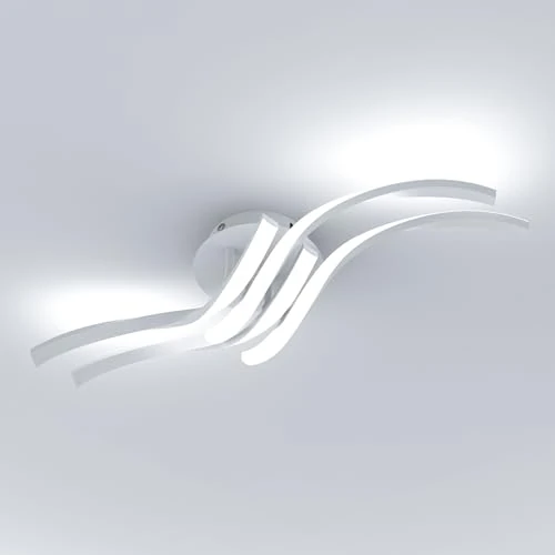 Comely Moderne led-plafondlamp, 32 W, 3600 lumen, 60 cm, witte aluminium lampen, led-plafondverlichting voor slaapkamer, woonkamer, hal, koudwit licht, 6500 K