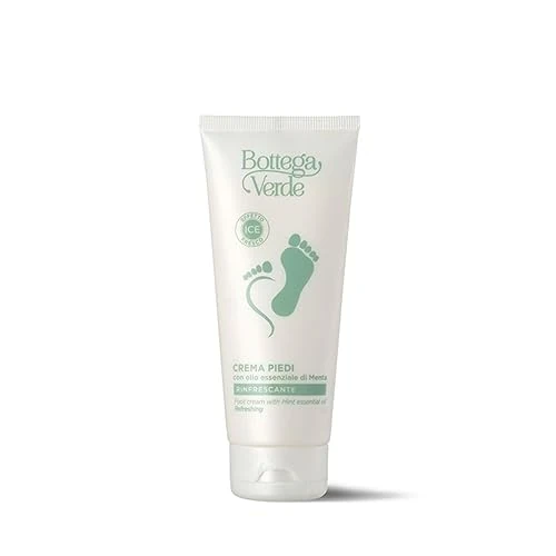 Offerta a tempo: Bottega Verde - Crema Piedi Rinfrescante, 100 ml, con Olio Essenziale di Menta e Amido di Riso, Sollievo e Benessere per Piedi Affaticati, Azione Rinfrescante e Assorbente - 56% da 18.00 € a 7.99 €