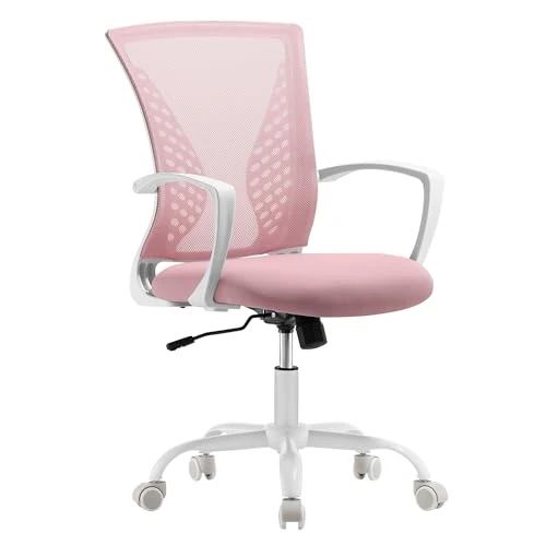 Offerta a tempo: SONGMICS Sedia da Ufficio, Poltrona Girevole, Regolabile in Altezza, Inclinazione Libera, Seduta e Schienale in Rete Respirante, per Ufficio Studio, Portata di 120 kg, Rosa Gelatina OBN022R02 - 27% da 74.99 € a 54.39 €