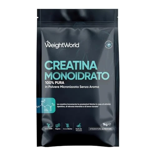 Creatina Monohidratada en Polvo 1kg/1000g para 330 Días - 100% Puro, Factor de Malla 200, 100% Monohidrato de Creatina Micronizada - Sin Sabor, Vegana, Sin Estearato de Magnesio, Cuchara Incluida