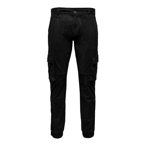 Only & Sons Pantalon Cargo pour Homme Onscam - Pantalon Cargo fuselé, Noir, 36W / 36L