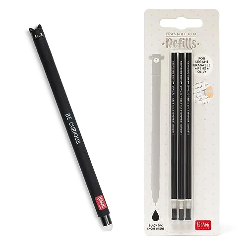 Legami - Penna Gel Cancellabile, Sfera sull'Estremità per Rimuovere l'Inchiostro senza Consumare il Foglio - Inchiostro Nero Termosensibile, Diametro Punta 0,7 mm - Tema Cats