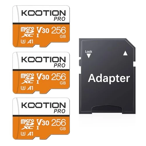 Offerta a tempo: KOOTION 3 Pezzi Micro SD 256 GB Mini Scheda Micro SD Fino a 100MB/s (A1 U3) - 21% da 143.99 € a 113.99 €
