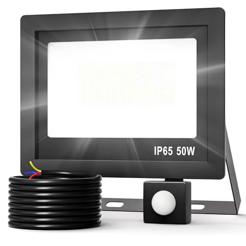 Tijdelijke aanbieding: Realky 50 W led-koplamp voor buiten, met bewegingssensor, IP65 waterdicht, led-buitenspot 5000 lm, 72 leds, 6500 K, koudwit, led-koplamp voor binnen en buiten, voor tuin, erf en garage van 49.00 € naar 49.00 € (0.00% korting)
