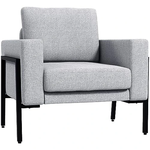 Offerta a tempo: HOMCOM Poltroncina Imbottita per Soggiorno e Camera da Letto con Cuscini per Seduta e Schienale, 82x70x83.5 cm, Grigio Chiaro - 0.00% da 147.95 € a 147.95 €