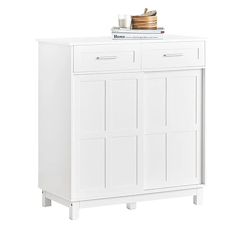 Tijdelijke aanbieding: SoBuy Schoenenkast Schoenencommode Schoenenrek Inkomkast Keukenkast Eetkamerkast Dressoir met 2 Lades en 2 Schuifdeuren, voor Inkomhal, Entree, Woonkamer, Keuken, Eetkamer, 80x40x85 cm, Wit, FSB84-W van 149.79 EUR naar 149.79 EUR (korting 0%)