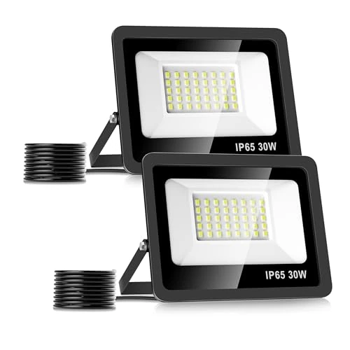 Offerta a tempo: Realky 30W Faretto Led da Esterno 2 Pezzi, Potenti Faretti Led Esterni 3000LM, 40 LED 6500K Bianca Fredda Faro led esterno IP65 - Fari Led Interna ed Esterna per Giardino, Cortile, Garage,Pareti - 19% da 18.98 € a 15.46 €