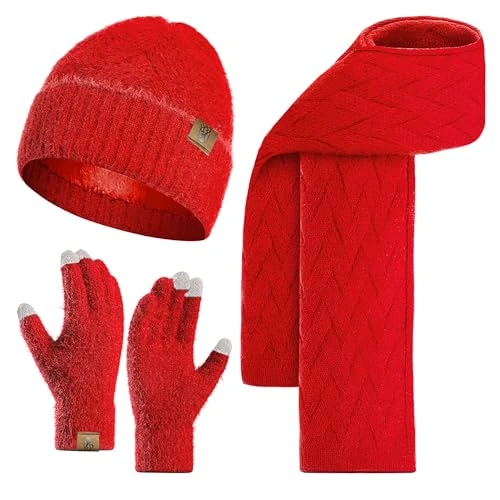 Limited-time offer: INSISMY Hat and Scarf Set for Women with Touchscreen Gloves Long Scarf Thermal Gloves Winter Beanie Hat with Fleece Lined for Ladies from 29.99 GBP to 29.99 GBP (save 0%)