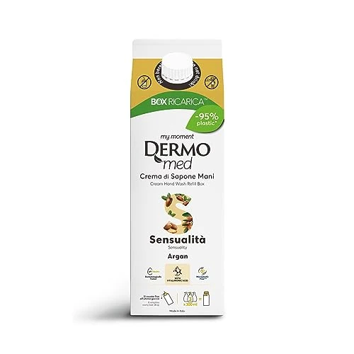 Dermomed, Ekologiczne mydło w płynie do rąk, zmysłowość, gładka i uwodzicielska skóra, zawiera kwas hialuronowy i glicerynę o zdolnościach zmiękczających, nawilżających i regenerujących skórę