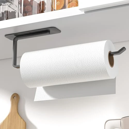 Offerta a tempo: Susswiff Porta rotolo da cucina – autoadesivo o per forare sotto l'armadio - Porta rotolo da cucina nero per montaggio a parete - porta asciugamani di carta in alluminio aggiornato per cucina, bagno - 36% da 13.99 € a 8.99 €