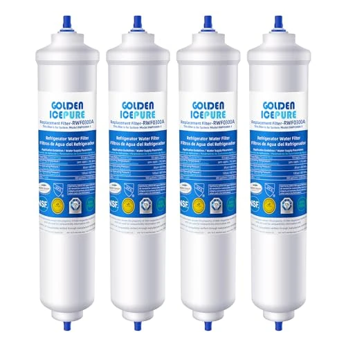 GOLDEN ICEPURE Filtre à eau pour réfrigérateur de remplacement pour Samsung DA29-10105J, DA29-10105J HAFEX/EXP, DA99-02131B, WSF-100, EF9603, LG Réfrigérateur en ligne, 4 pièces.