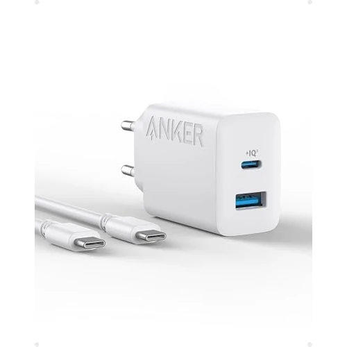 Anker Fast 20W Wall Charger with 2 Ports and USB-C Charging for iPhone 15/iPhone 15 Plus/iPhone 15 Pro/iPhone 15 Pro Max/iPad and more (including 1.5m USB-C Cable)