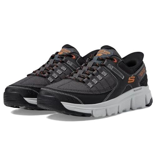 Skechers Summits at Hands Free Slip-in, Zapatillas Hombre, Gris, Naranja, 42.5 EU Ancho