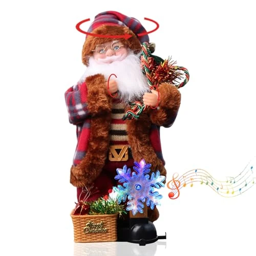Tijdelijke aanbieding: Zingende dansen Kerstmis Kerstman staande figuur, 35 cm/14 Inch Kerstman Pop Bewegende Vader Kerstmis met muziek en lichten Kerst Ornamenten Xmas Home Decoratie Kerstmis van 28.99 EUR naar 9.99 EUR (korting 66%)