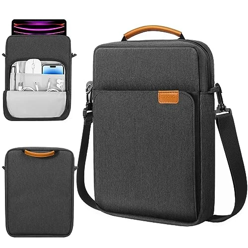 TiMOVO 13 Pulgadas Funda para Tableta Bolso con Bandolera para iPad Air 13", iPad Pro 13", iPad Pro 12.9", Galaxy Tab S9+/S9 Plus/S10+/S10 Plus/S9 FE+/S9 FE Plus 12.4", Negro + Gris