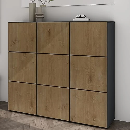 Offerta a tempo: Mai & Mai Scarpiera Portascarpe 135x36x120cm, Porta Scarpe Armadio Scaffale Portascarpe 9 Ante + 18 Scomparti per Ingresso Soggiorno, Camera da Letto Schuhschrank02, Antracite opaco+Marrone chiaro - 0.00% da 369.99 € a 369.99 €