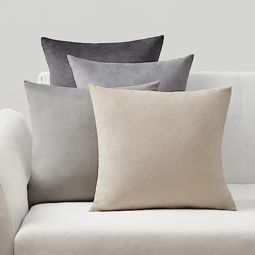 Offerta a tempo: Topfinel 4 Pezzi Copricuscini Divano 50x50 Decorativo Casa Giallo Velluto Copricuscini per Cucina Sedia Soggiorno Letto Giardino Camera da letto Serie Moderna Grigio - 46% da 27.99 € a 15.12 €