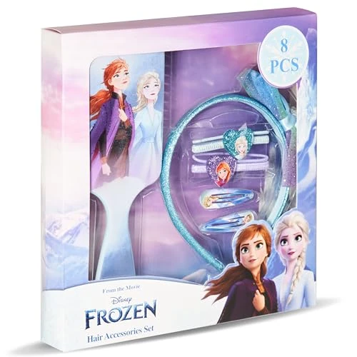 La Reine des Neiges - Elsa et Anna -Frozen - Kit Accessoires cheveux Disney officiel - Serre tête, Brosse à cheveux - Déguisement Princesse - Idée Coffret Cadeau Petite Fille