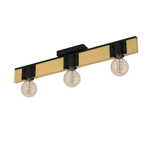 Limitiertes Angebot: EGLO Deckenstrahler Bailrigg, 3-flammige Deckenlampe, FSC100HB, rechteckige Deckenleuchte, Holz in Natur und Metall in Schwarz, Deckenspot mit E27 Fassung von 59.90 EUR auf 44.35 EUR (Spare 26%)