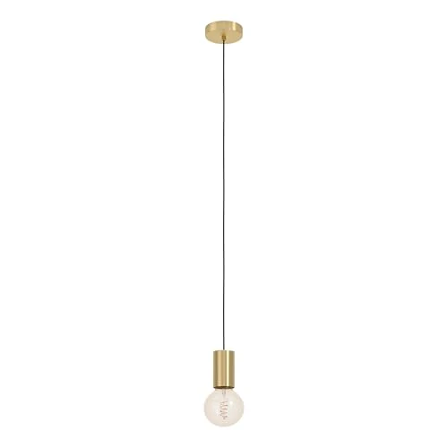 Offerta a tempo: Eglo Pozueta 1 - Lampada a sospensione da appendere sopra il tavolo da pranzo, attacco E27 con cavo, in metallo in ottone, lampada a sospensione con cavo, diametro 6,5 cm - 14% da 27.90 € a 23.99 €
