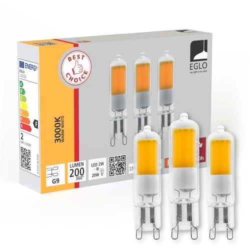 Offre limitee: Eglo Lot de 3 ampoules à broche LED G9, lampes crayon, 2 watts chacune (équivalent 25 watts), blanc chaud, 3000 Kelvin, Ø 1,5 cm de 9.90 EUR a 9.90 EUR (economie 0%)