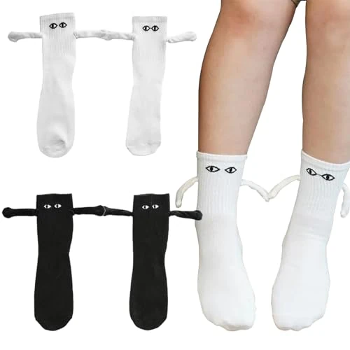 Yeria 2 Pairs of Funny Magnetic Socks with Hands Hand in Hand Socks, d, M