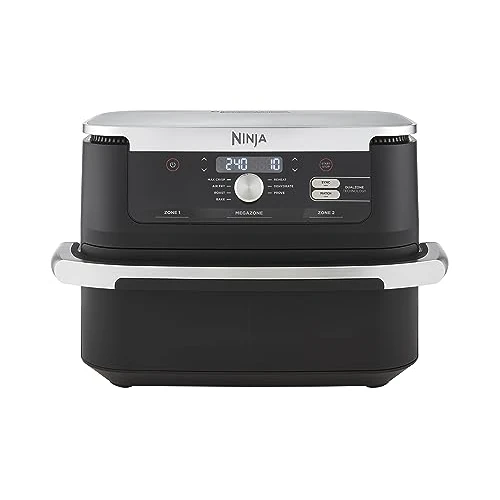 Ninja Foodi FlexDrawer Dual Zone Heißluftfritteuse, Air fryer mit 10,4-Fach und herausnehmbarem Trenner, Antihaftbeschichtung, spülmaschinenfester Korb, 7-in-1, Schwarz AF500EU