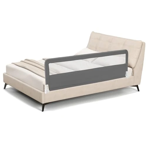 COSTWAY Barrière de sécurité pour enfants 180 cm, filet respirant, barre de lit pour lits simples et doubles