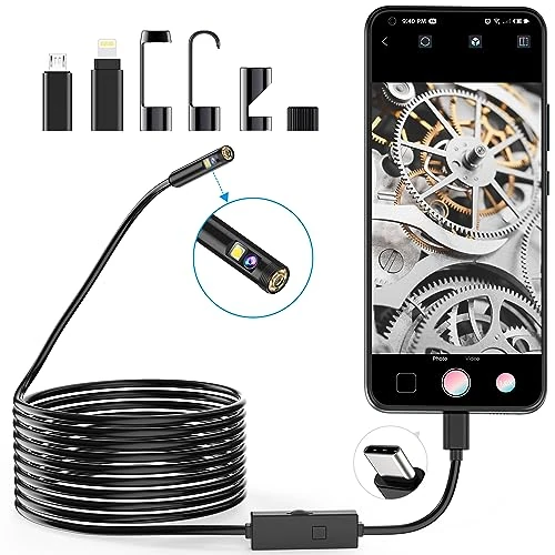 Zeitlich begrenztes Angebot: 1920P Dual Lens Endoskop Schlange Inspektionskamera, Typ C Endoskop, Scope Kamera mit 8 LED Leuchten für Android und iOS Smartphone, iPhone, iPad, Samsung (16.5FT/5M) von 23.90 € auf 23.90 € (0.00% Rabatt)