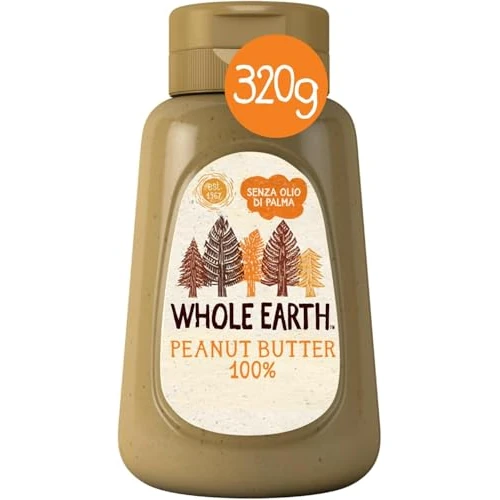 Offerta a tempo: Whole Earth Burro di Arachidi Cremoso, Crema Spalmabile Arachidi Tostate, Fonte Naturale di Proteine Vegetali, Senza Glutine, Vegan, Bottiglia Squeeze, Confezione da 320g - 33% da 4.49 € a 3.03 €