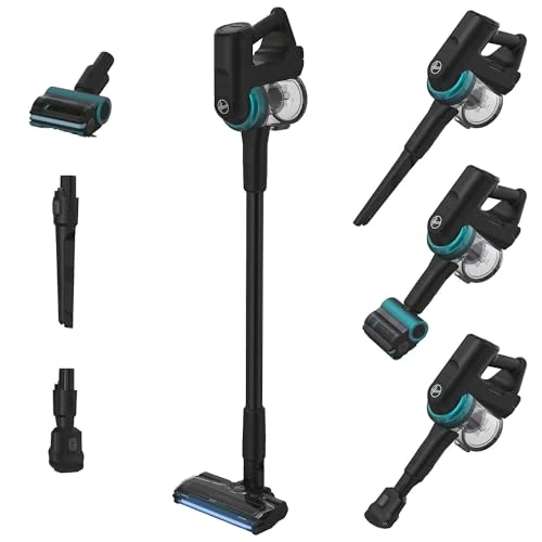 HOOVER HF410P Bezprzewodowy odkurzacz do odkurzacza, wydajny 42 AW, bardzo poręczny w 360°, do wszystkich rodzajów podłóg, szczotka przeciwzmarszczkowa z oświetleniem LED, specjalna mini turbobrosse