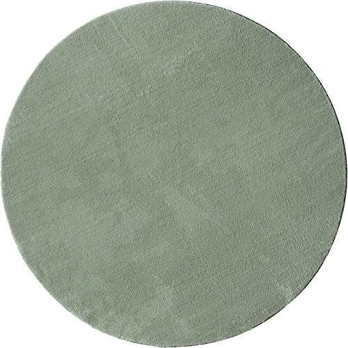 Tijdelijke aanbieding: Mia´s Teppiche Taos - knuffelzacht laagpolig tapijt, antislip achterkant, wasbaar tot 30 graden, superzacht, bontlook, Groen, 120 cm Rond van 29.99 € naar 29.99 € (0.00% korting)